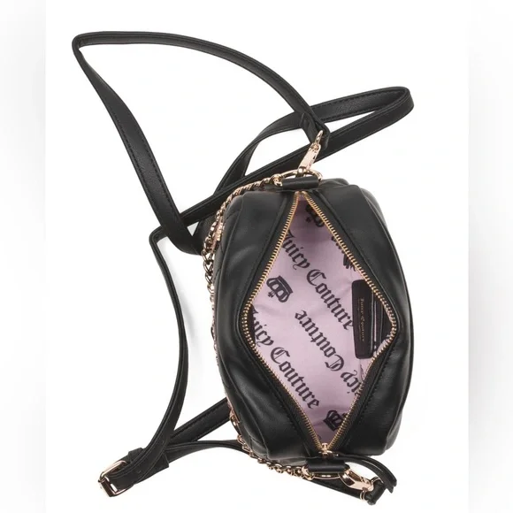 Juicy Couture Black Quilted Crossbody Bag Gift Set with Heart Coin Pouch NWT - Picture 4 of 5